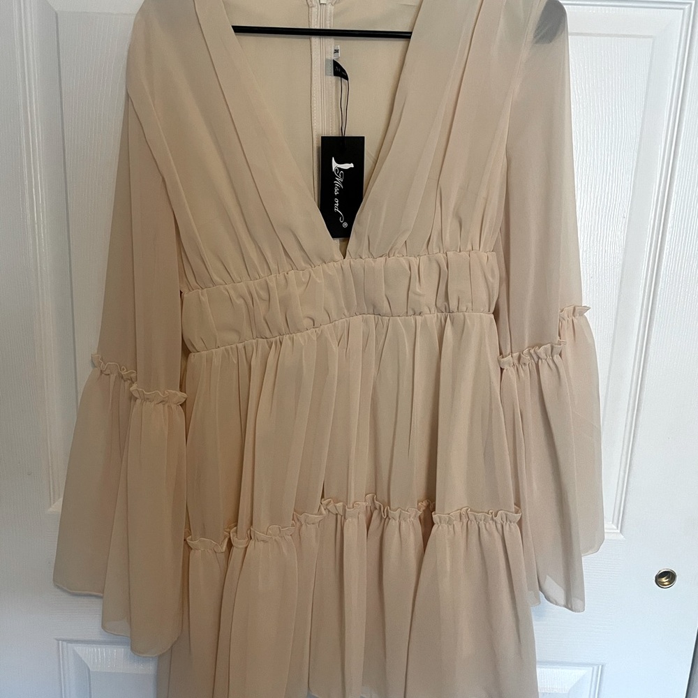 Nude layered cocktail dress